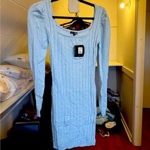 XS Fashion Nova Baby Blue Sweater Dress
